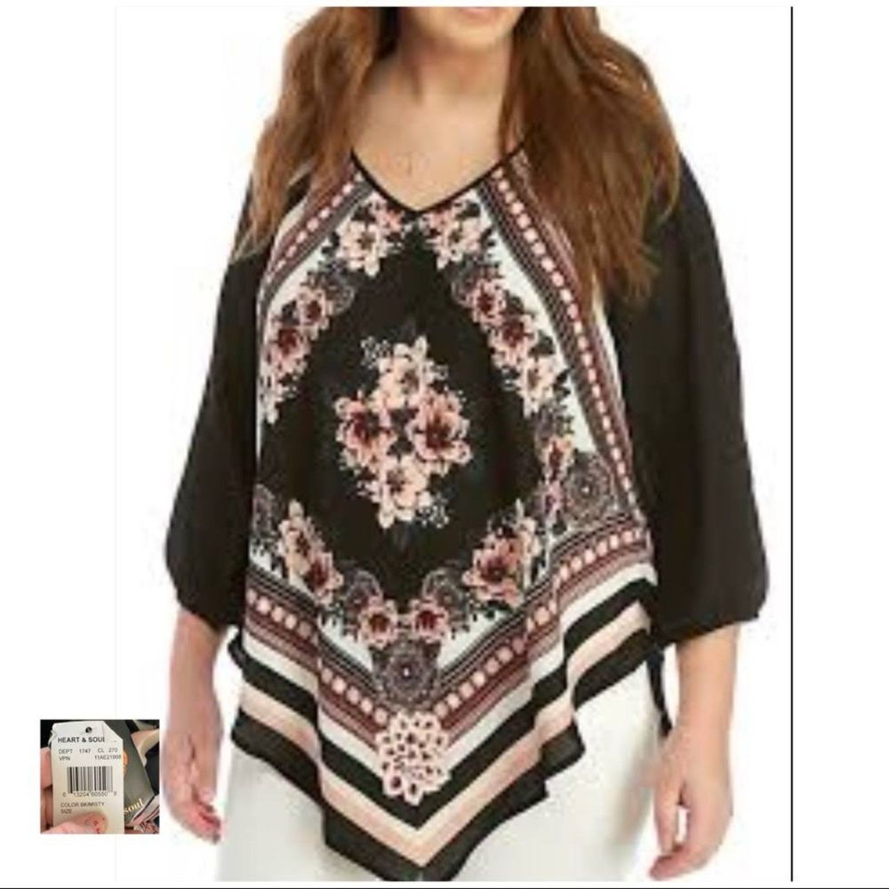 HEARTSOUL Black Misty Sheer Floral Scarf Blouse y2k